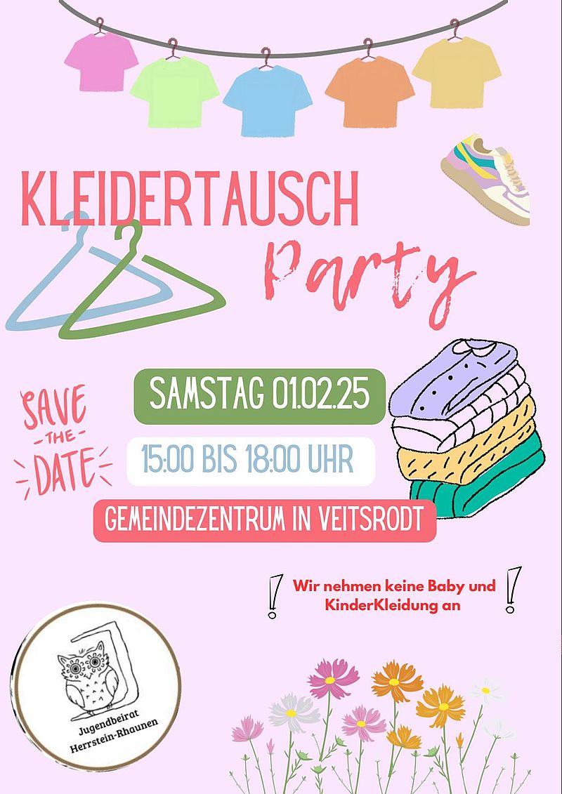 Sortieren und Aufbauen der Kleidertauschparty im Wappensaal