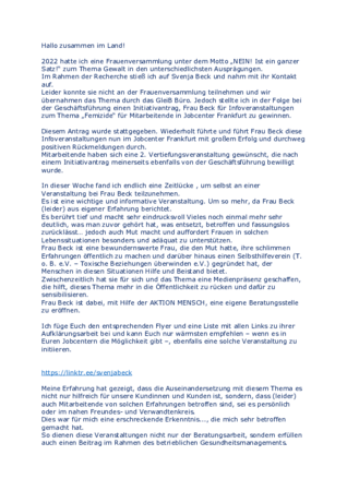 Wie wirkt die Arbeit nach aussen